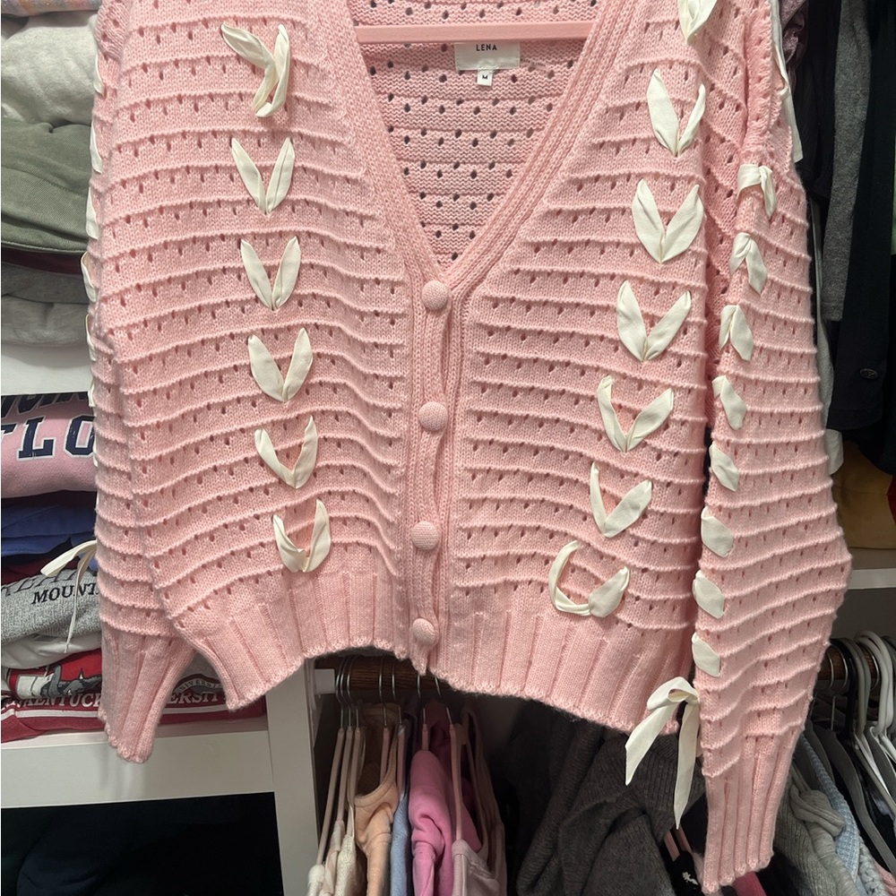 Lena Pink Button-Up Sweater